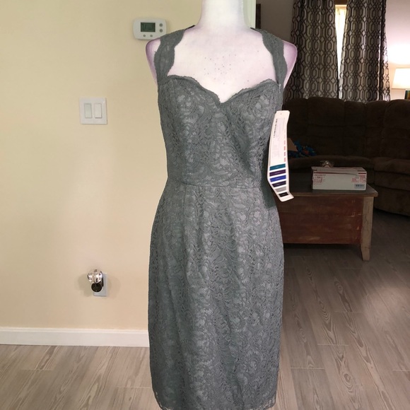 Silver Lace Halter Knee Length - Picture 9 of 12